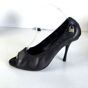 John Richmond Black Perforated Peep Toe Heels Size 9